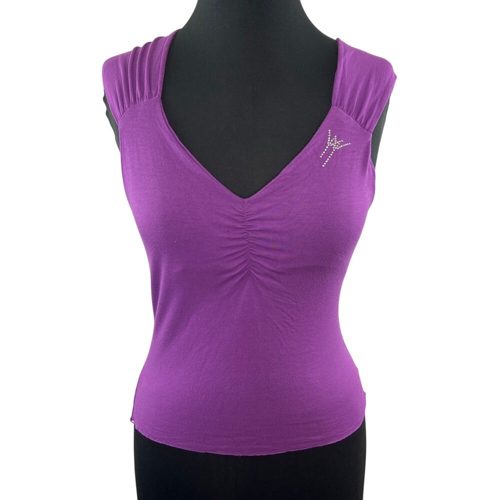 PRIMO EMPORIO Made in Italy Vibrant Purple Cut Out Back Top Size S Small